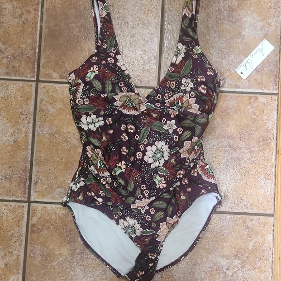 Anne Cole  One Piece Swimsuit - Floral Multicolor Womens Size 14 NWT - Picture 1 of 5